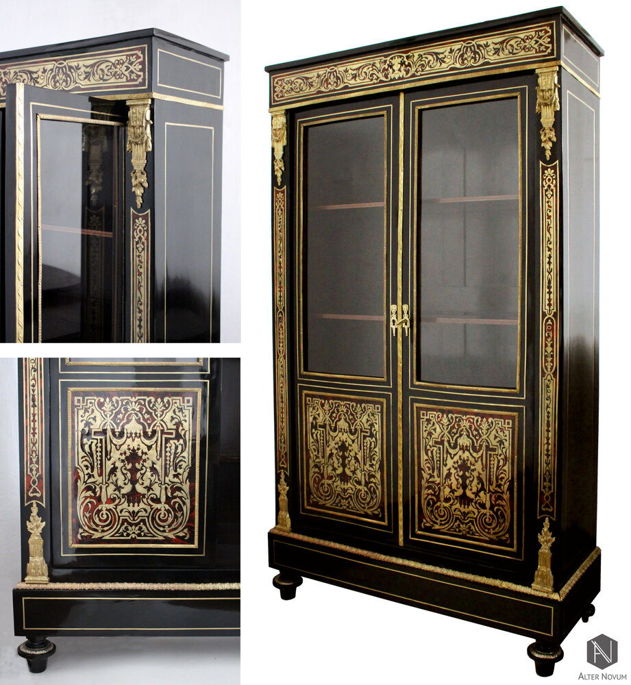 Witrynka Boulle - naprawa zabytkowych mebli Kraków Witrynka Boulle - naprawa zabytkowych mebli Kraków